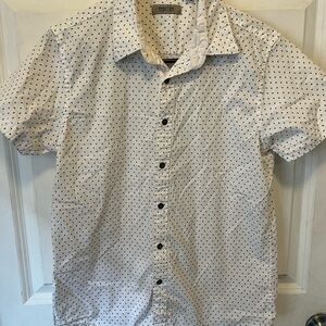 Kenneth Cole White and Black Polka Dot Shirt